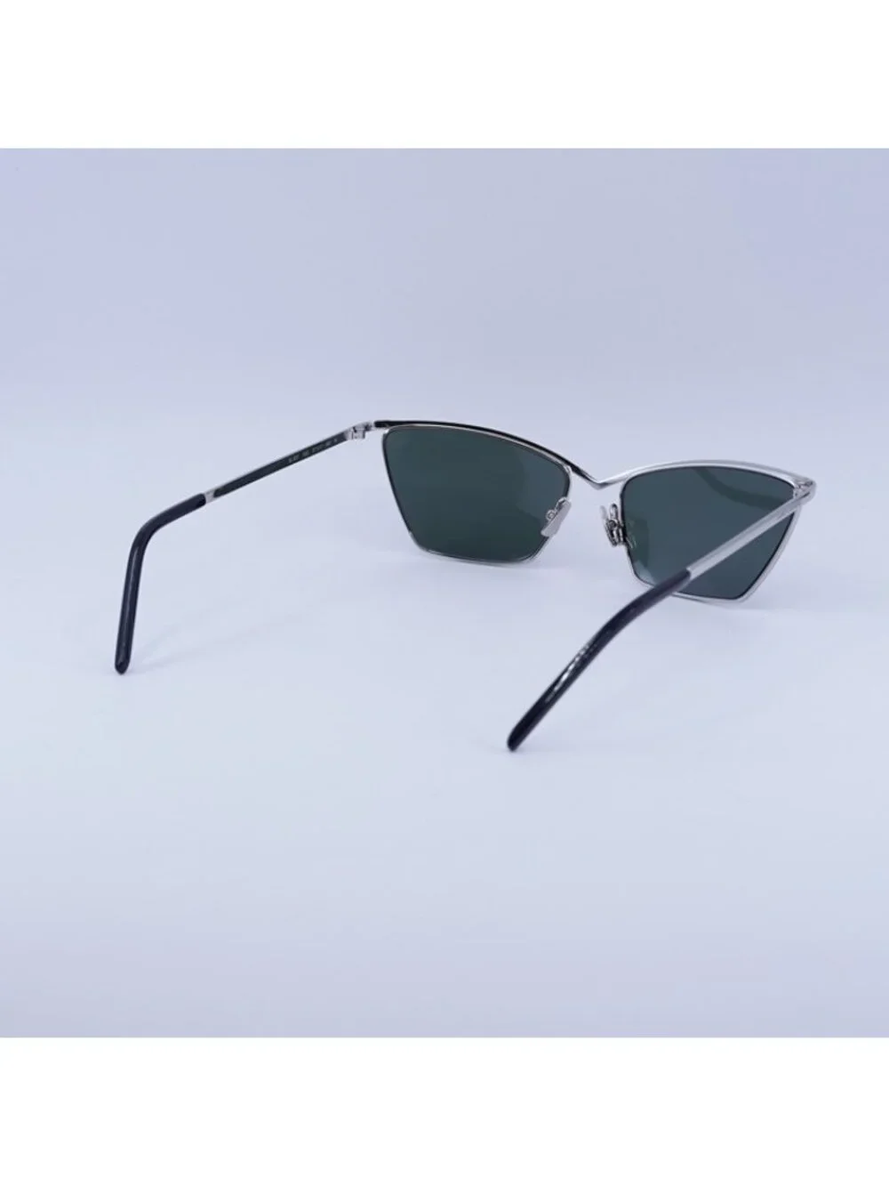 Saint Laurent SL637 002 Sunglasses Silver Cat Eye Frame, Grey Lenses